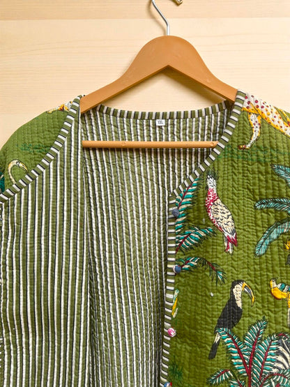 Boho Chic Hand Block Printed Quilted Cotton Jacket – Reversible Ethnic Wear
