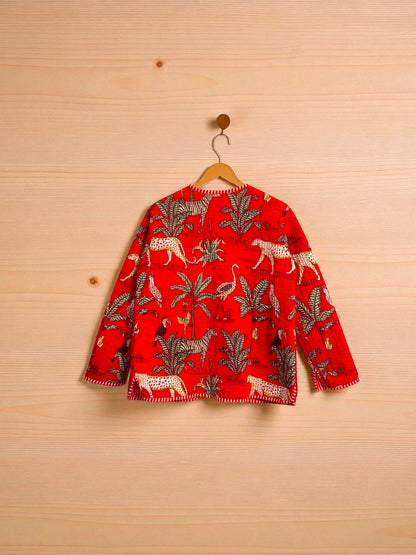 Pure Cotton Quilted Jacket for Women – Handcrafted Block Print Design