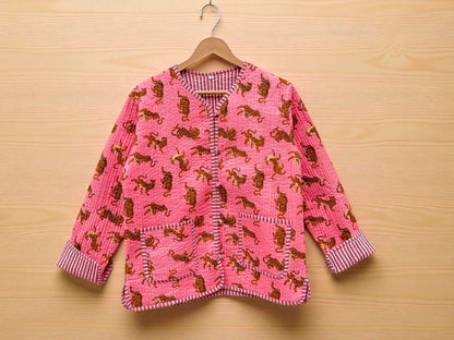 Women’s Handmade Cotton Quilted Jacket – Block Print Artwear
