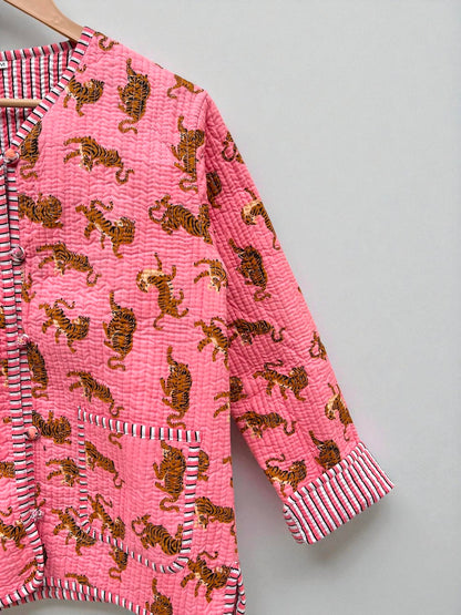 Women’s Handmade Cotton Quilted Jacket – Block Print Artwear