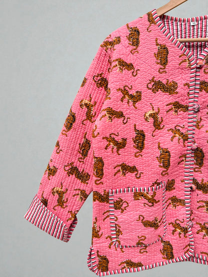 Women’s Handmade Cotton Quilted Jacket – Block Print Artwear