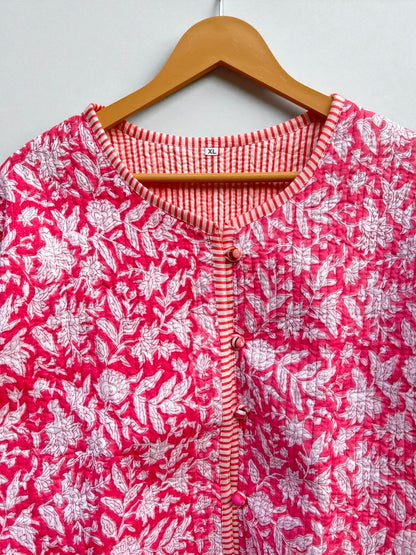 Handcrafted Cotton Quilted Block Print Jacket – Boho Reversible Fashion
