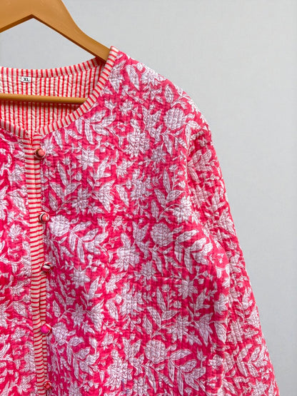 Handcrafted Cotton Quilted Block Print Jacket – Boho Reversible Fashion