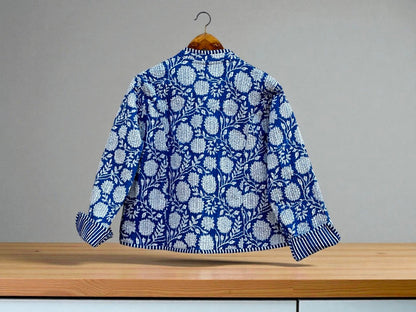 Indian Cotton Quilted Jacket for Women – Hand Block Printed & Reversible