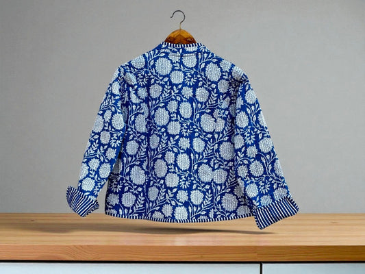 Indian Cotton Quilted Jacket for Women – Hand Block Printed & Reversible