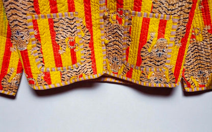 Tiger Hand Block Printed Cotton Quilted Women’s Jacket – Reversible Ethnic Winter Wear