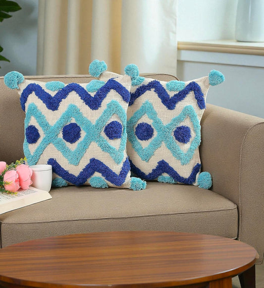 Handmade Cushion Cover Cotton Sofa Decorative Cushion Pillow Cover Cushion Case Pack Of 2