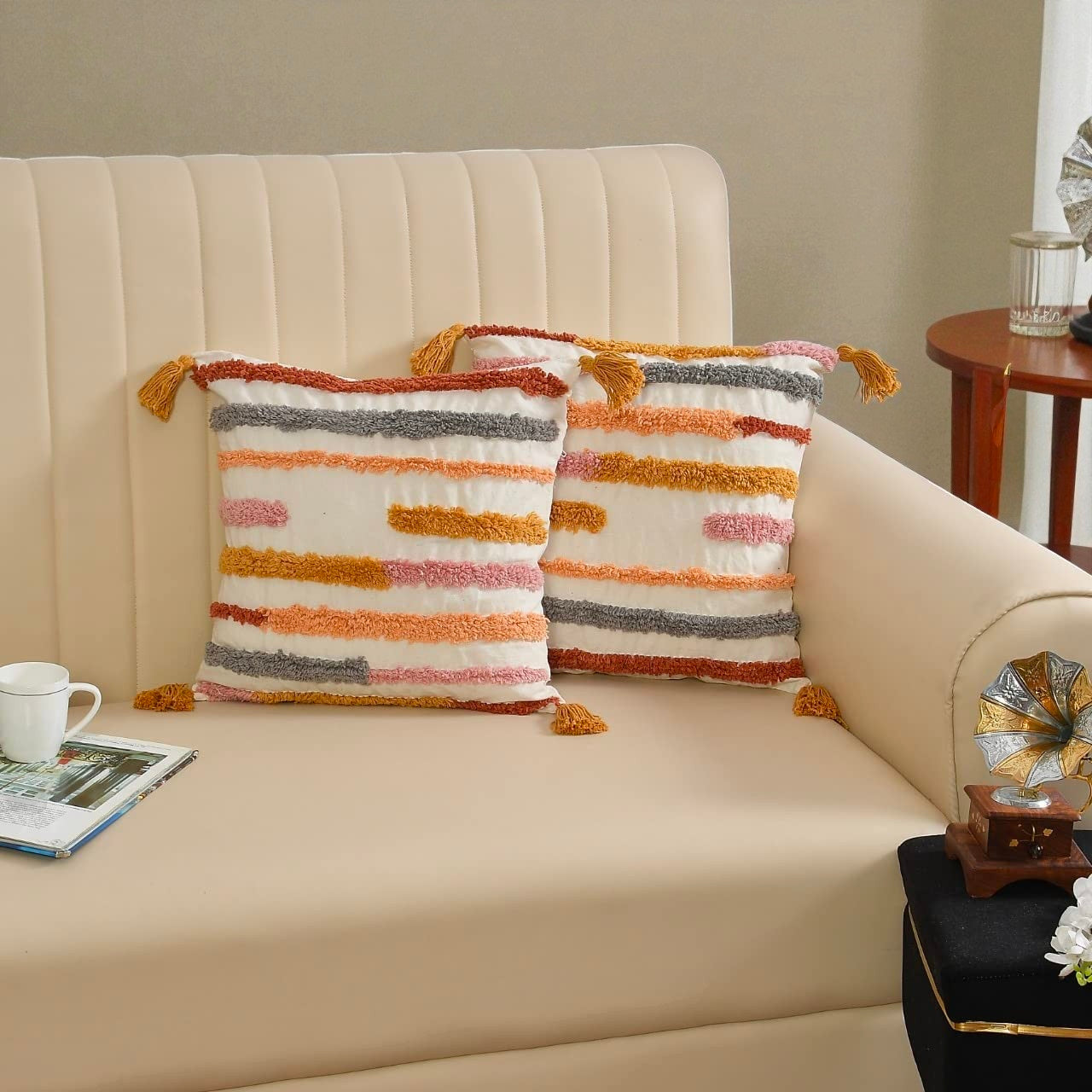 Traditional Indian Cotton Cushion Cover Ethnic Decor Pack Of 2