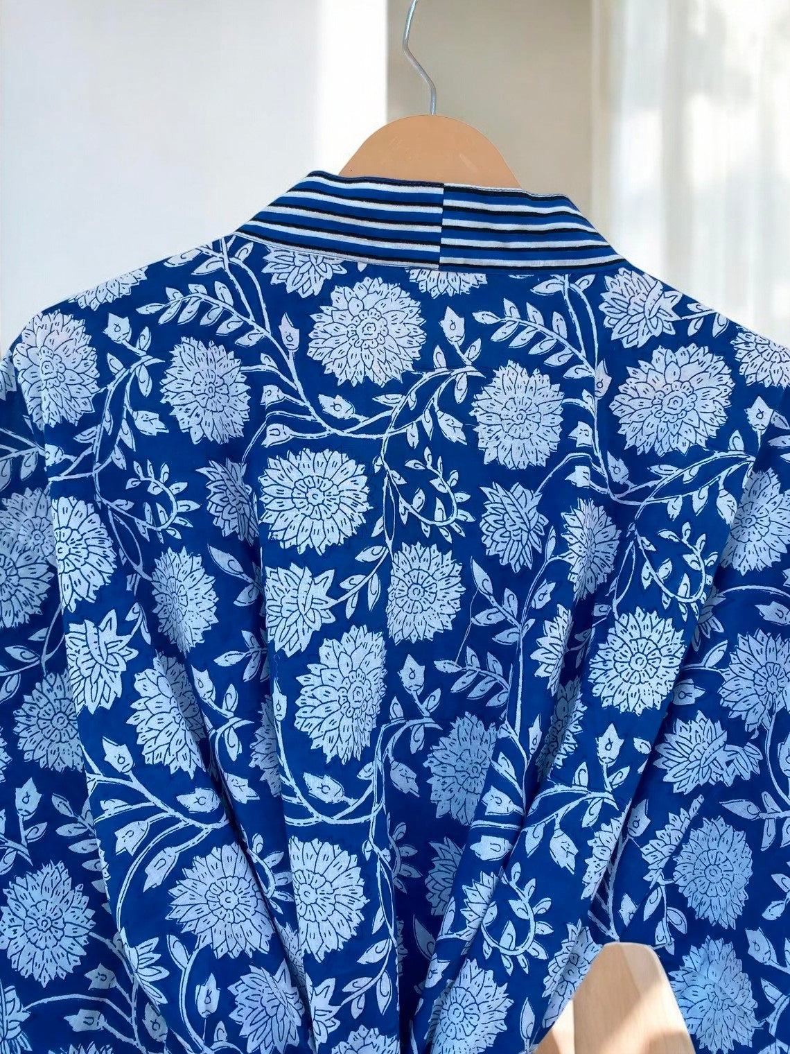 Women’s Cotton Block Printed Kimono Robe | Handmade Indian Block Print | Boho Lightweight Robe