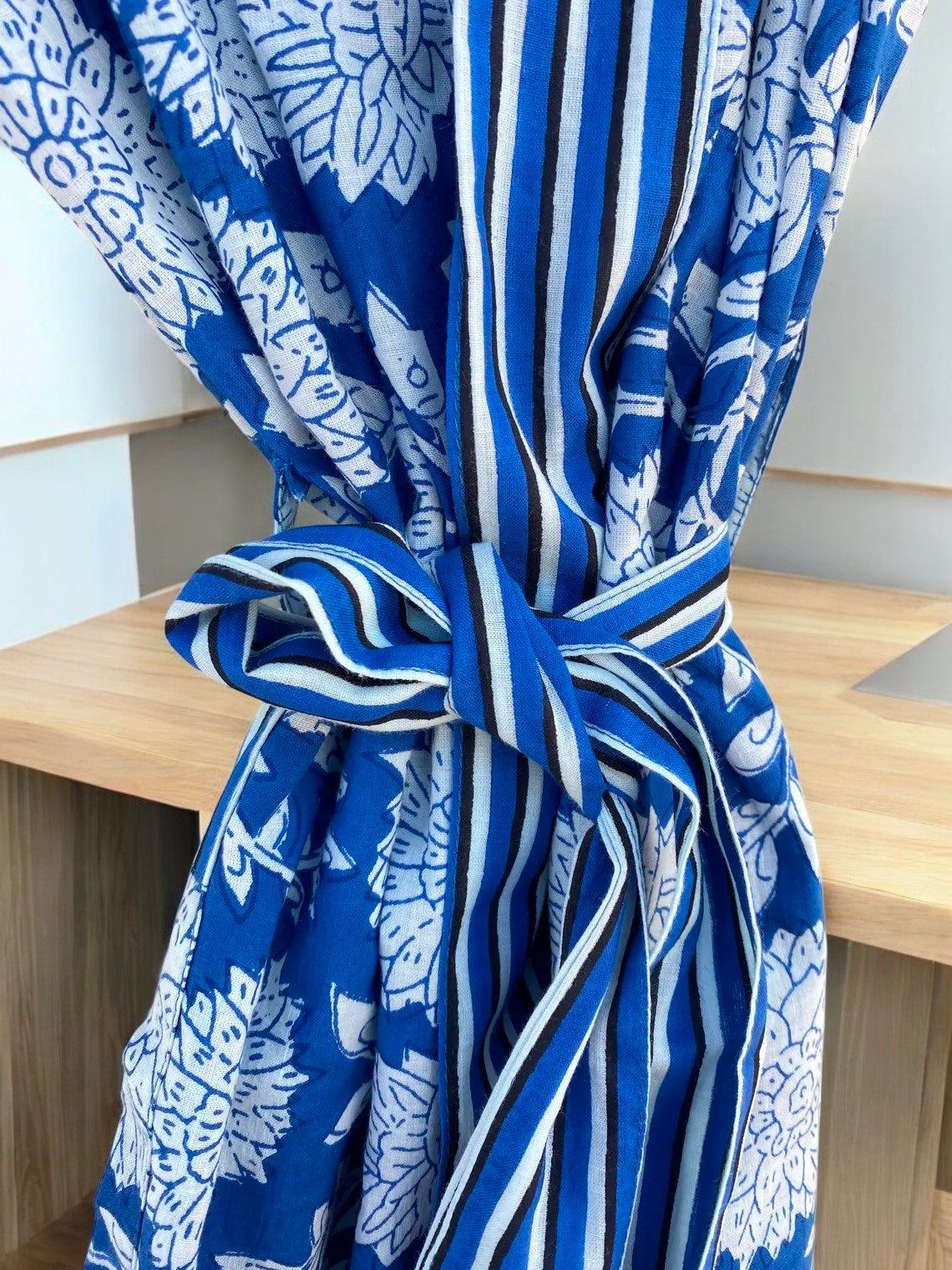 Women’s Cotton Block Printed Kimono Robe | Handmade Indian Block Print | Boho Lightweight Robe