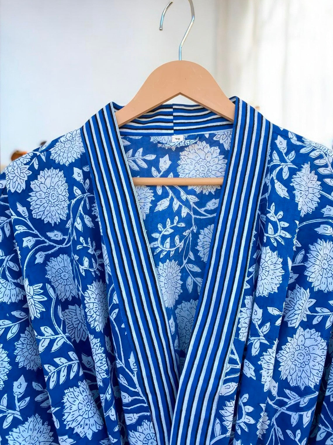 Women’s Cotton Block Printed Kimono Robe | Handmade Indian Block Print | Boho Lightweight Robe