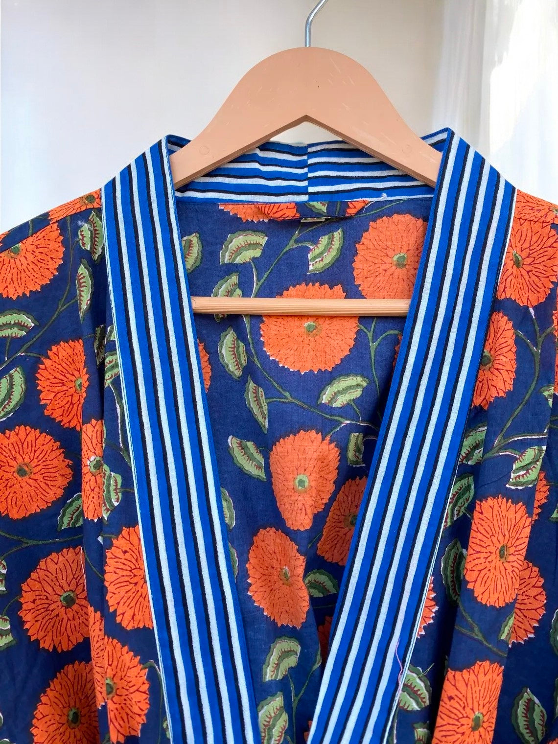 Women’s Handmade Cotton Block Print Kimono Robe | Lightweight Bohemian Kimono