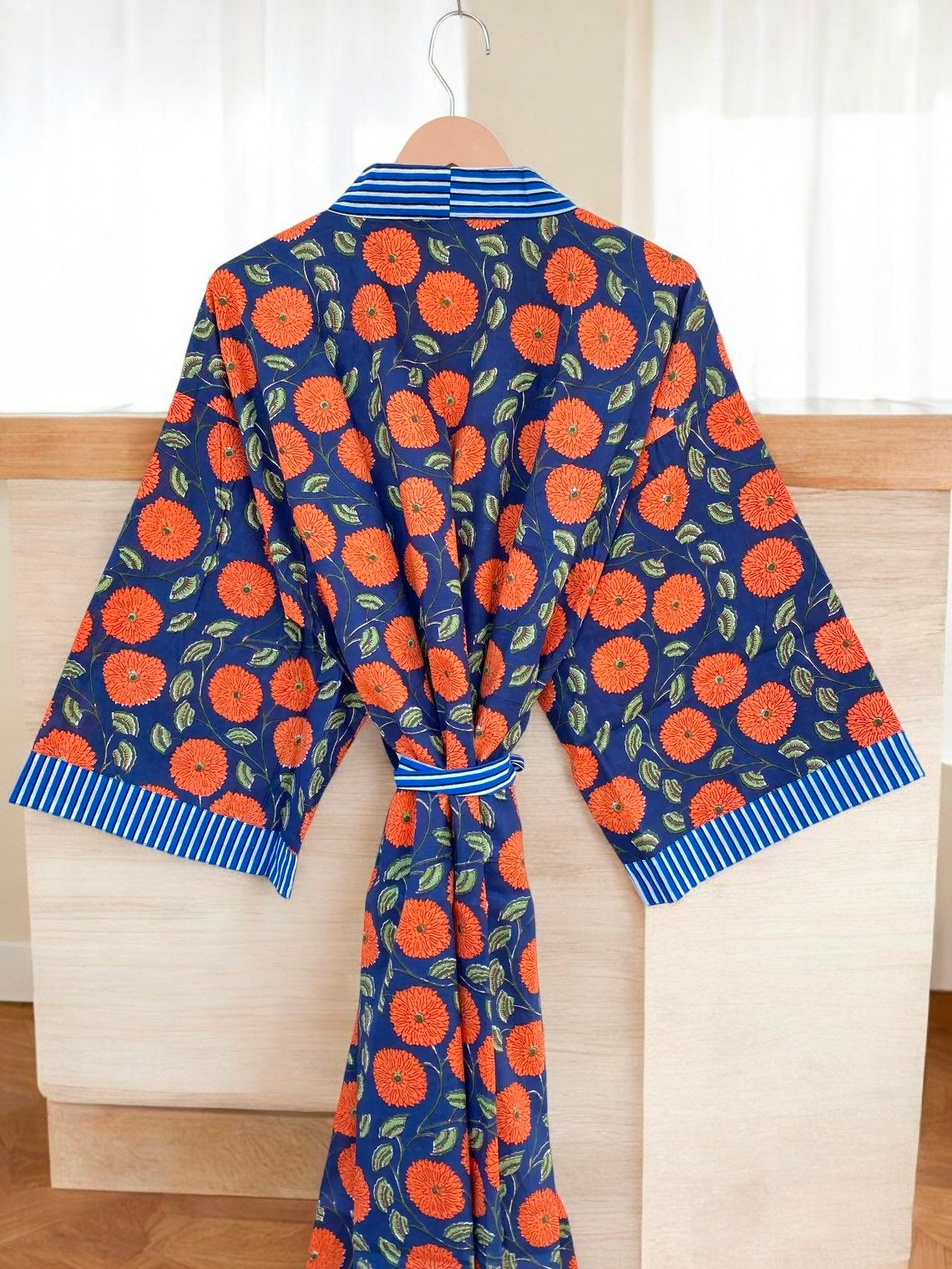 Women’s Handmade Cotton Block Print Kimono Robe | Lightweight Bohemian Kimono