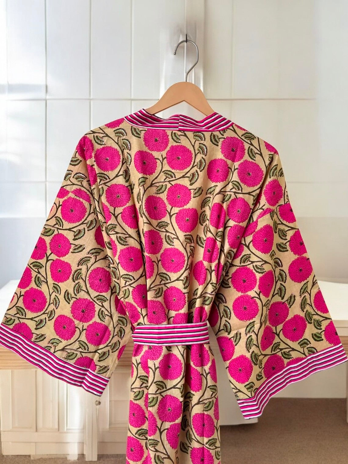 Cotton Block Printed Kimono Robe Women | Handmade Indian Print | Soft Summer Kimono