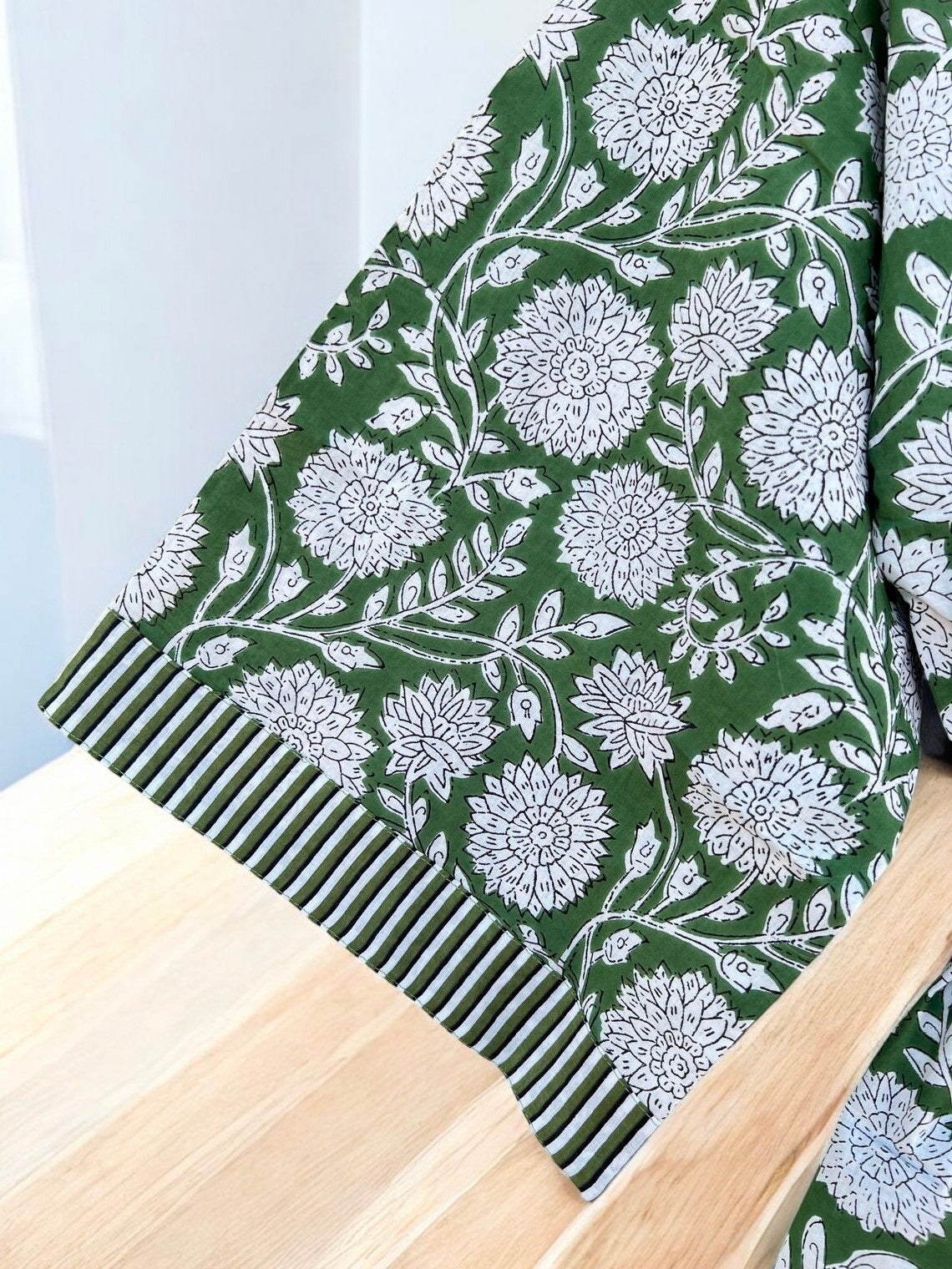 Women’s Cotton Block Print Kimono Robe | Artisan Handmade Boho Kimono