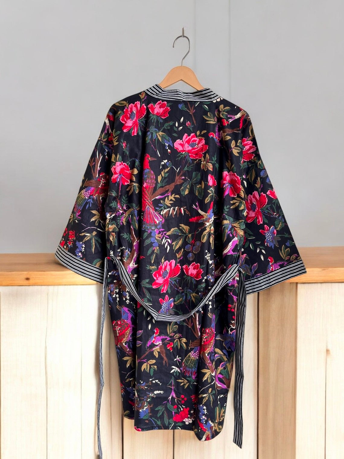 Lightweight Cotton Block Printed Kimono Robe for Women | Bohemian Summer Wear