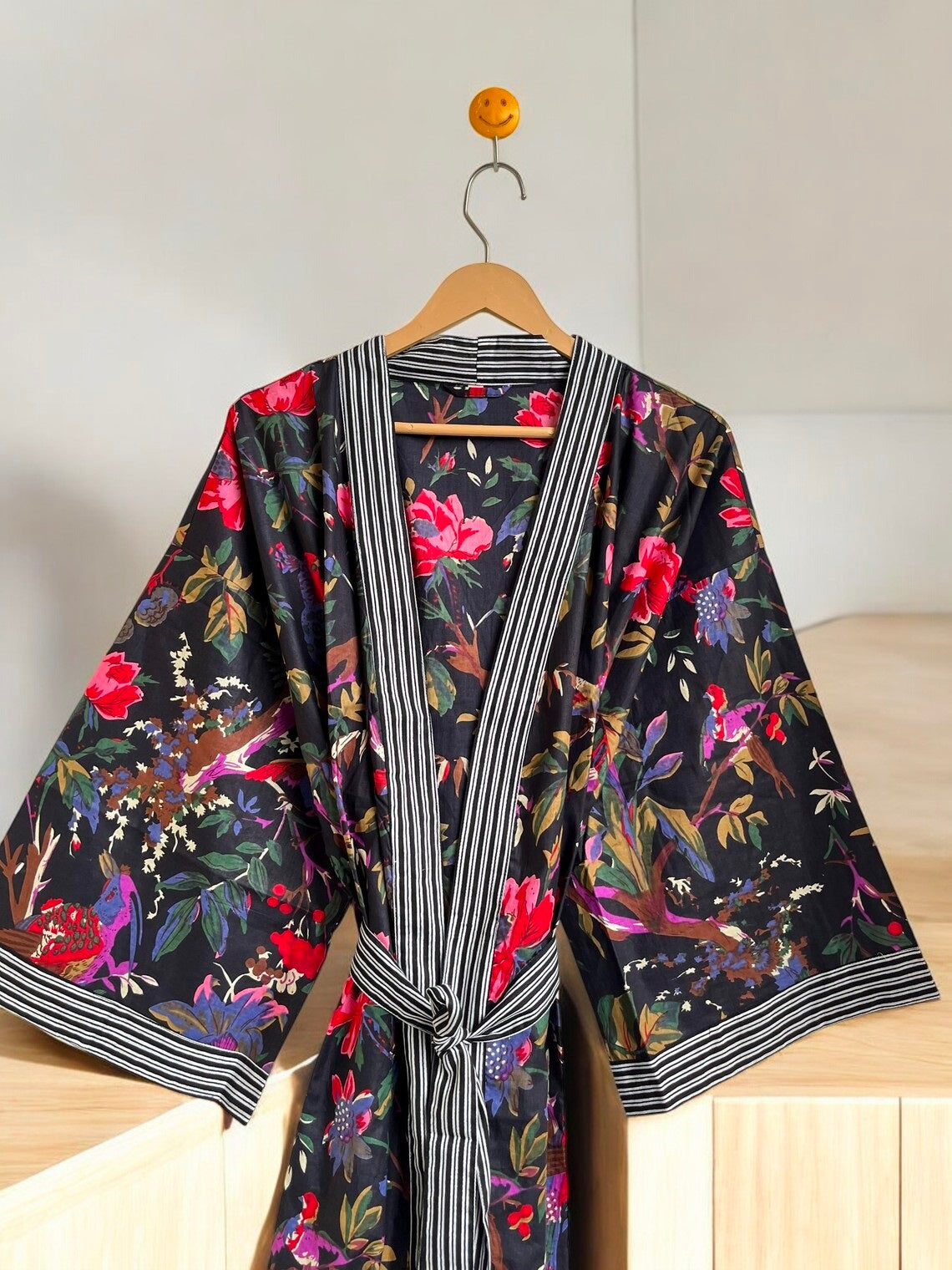 Lightweight Cotton Block Printed Kimono Robe for Women | Bohemian Summer Wear