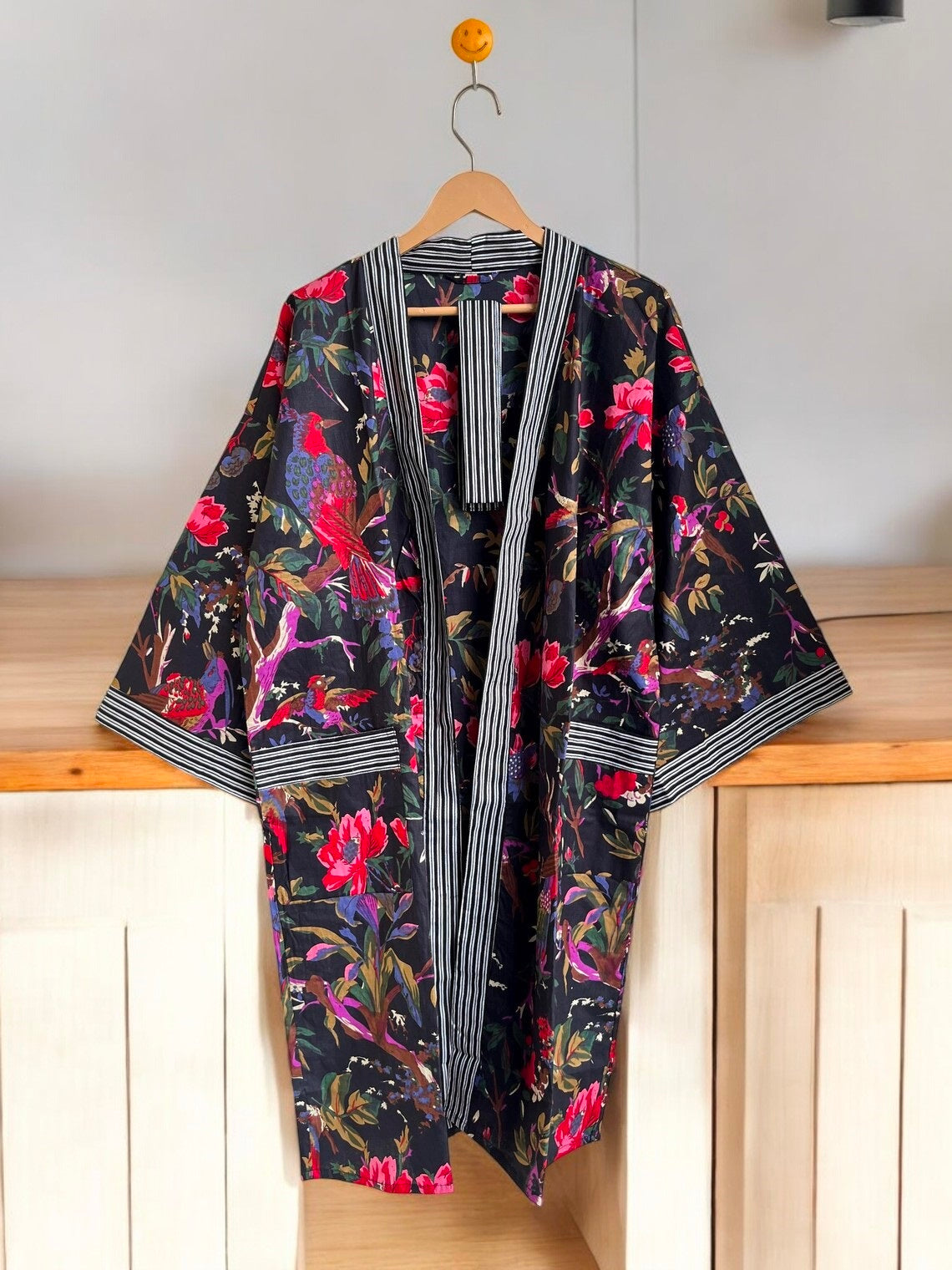 Lightweight Cotton Block Printed Kimono Robe for Women | Bohemian Summer Wear