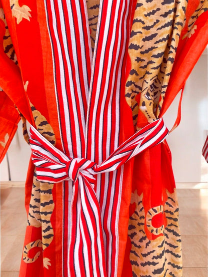 Bohemian Cotton Block Printed Kimono Robe | Women’s Handmade Summer Kimono