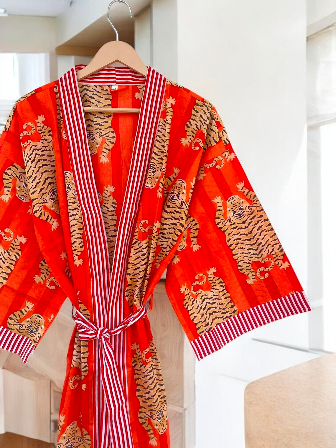 Bohemian Cotton Block Printed Kimono Robe | Women’s Handmade Summer Kimono