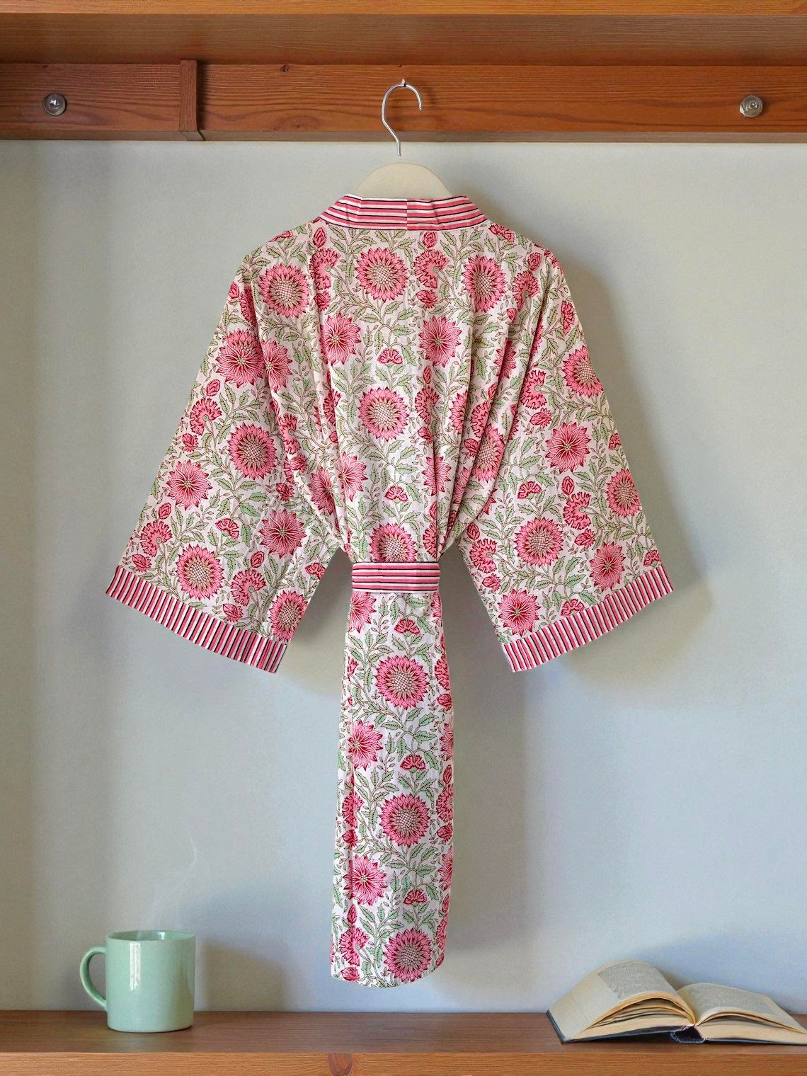 Hand Block Printed Cotton Kimono Robe for Women | Boho Indian Print Kimono