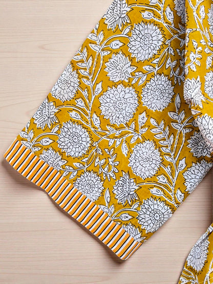 Women’s Cotton Block Print Kimono | Handmade Lightweight Boho Robe