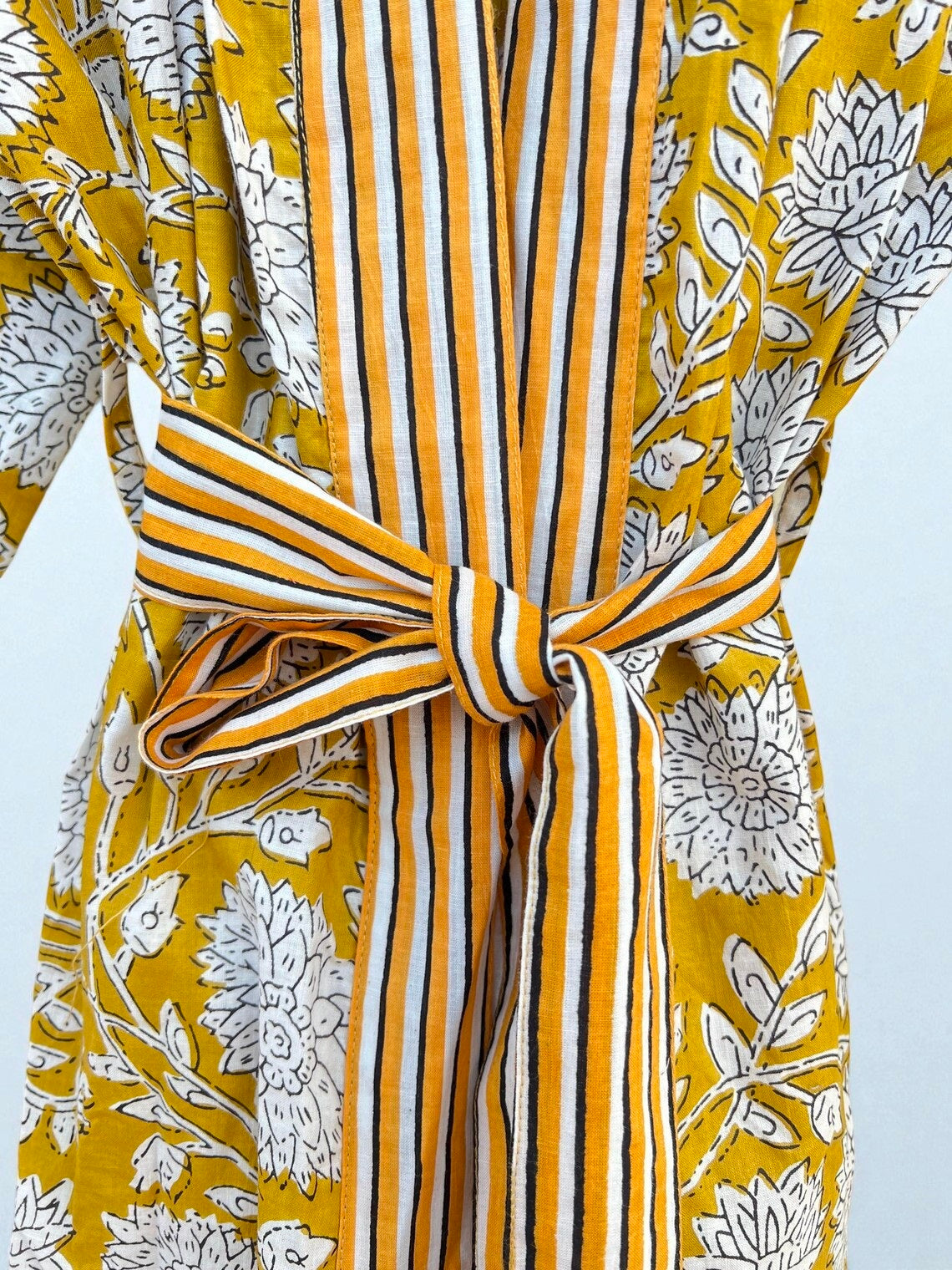 Women’s Cotton Block Print Kimono | Handmade Lightweight Boho Robe