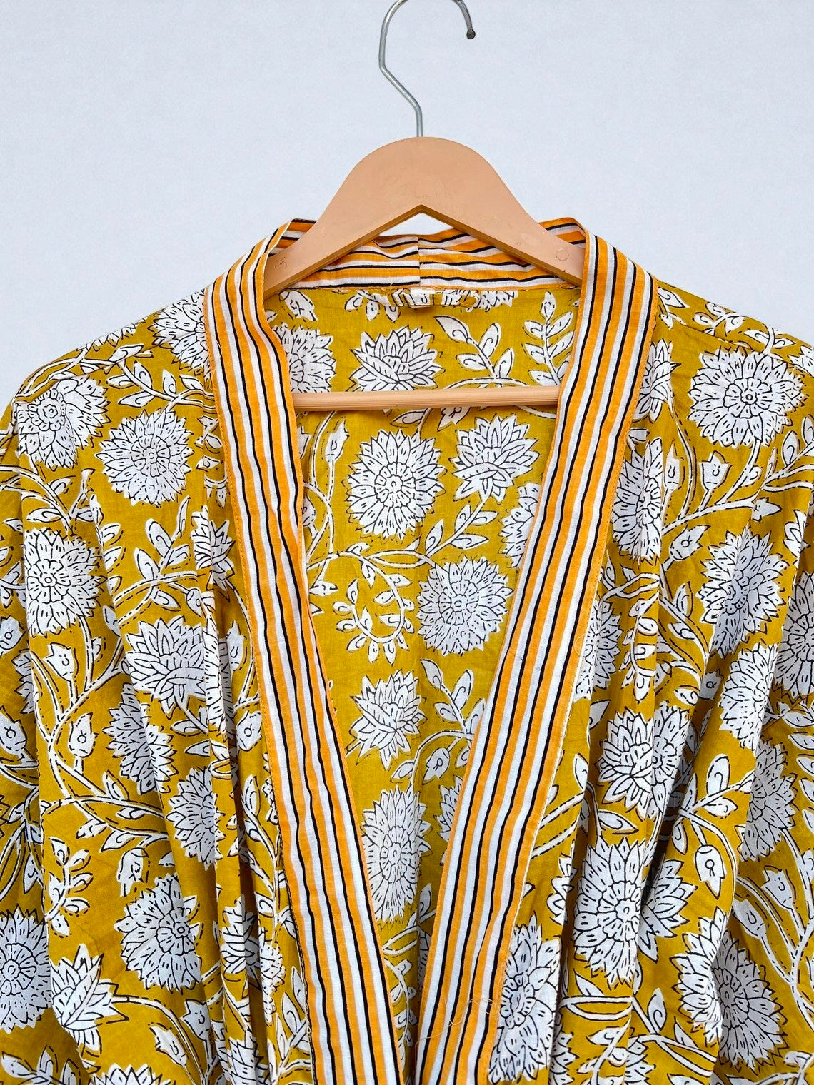 Women’s Cotton Block Print Kimono | Handmade Lightweight Boho Robe