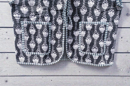 Handmade Cotton Quilted Jacket Indian Block Print Floral