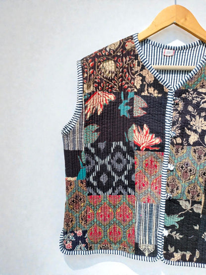 Handmade Indian Block Print Patchwork Cotton Quilted Jacket