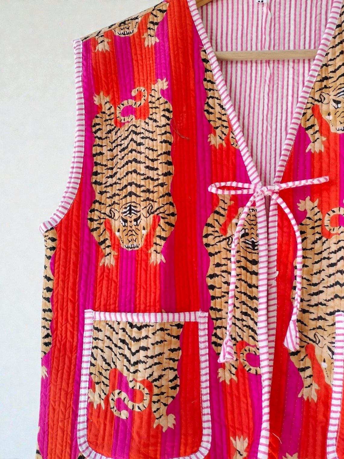 Hand Printed Cotton Quilted Women’s Jacket Reversible Ethnic Winter Wear