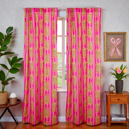 100% Cotton Block Printed Curtains – Handmade Floral Window Panels