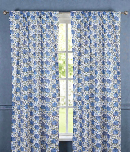 Set of 2 Cotton Block Printed Curtain Panels – Rustic Home Décor