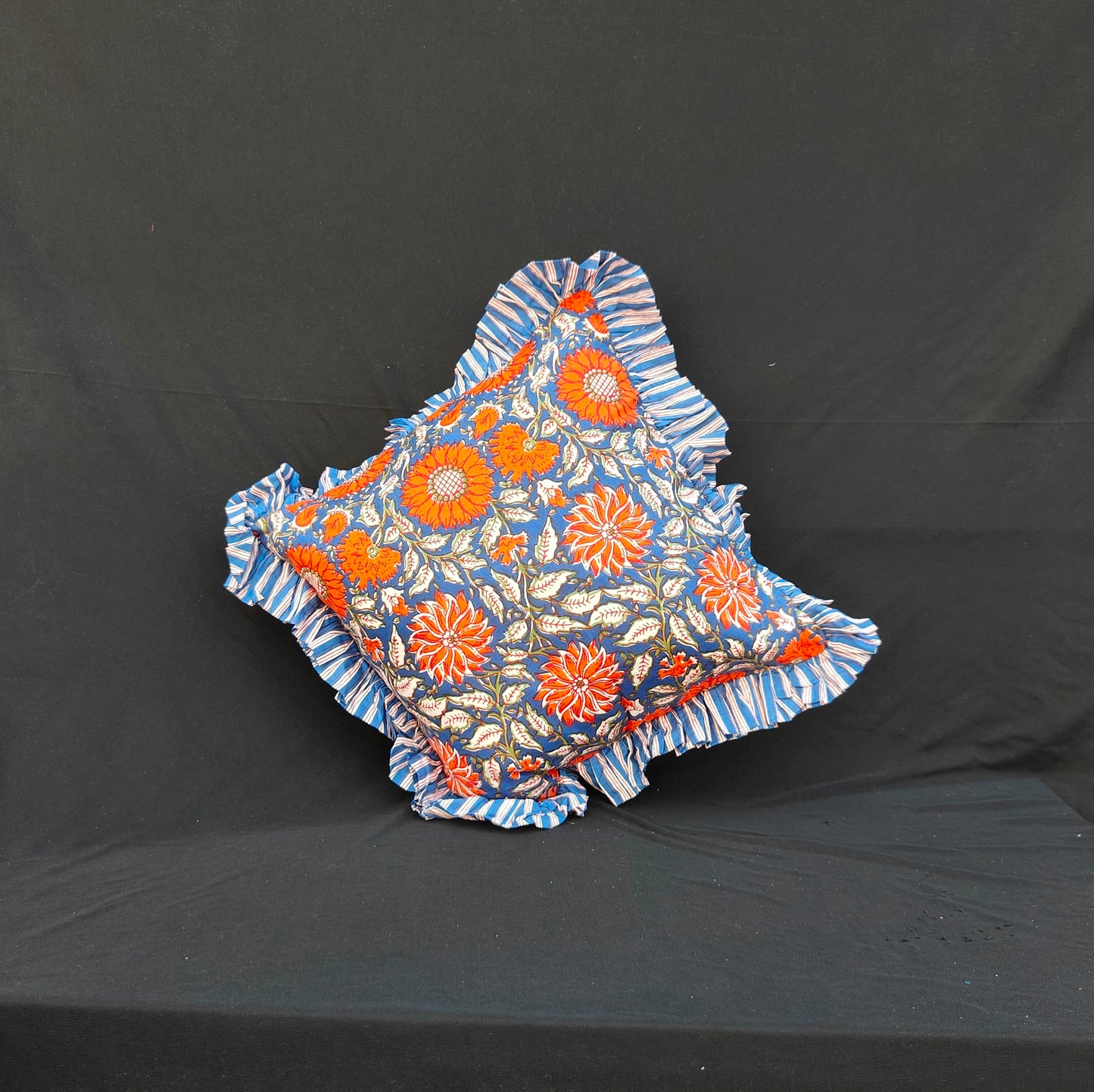 Hand Block Print Cotton Cushion Covers Cotton Sofa Decorative Cushion Pillow Cover Cushion Case 16" X 16" Inch Pack Of 4
