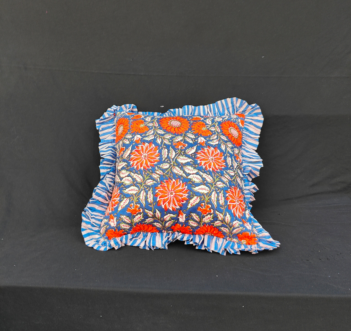 Hand Block Print Cotton Cushion Covers Cotton Sofa Decorative Cushion Pillow Cover Cushion Case 16" X 16" Inch Pack Of 4