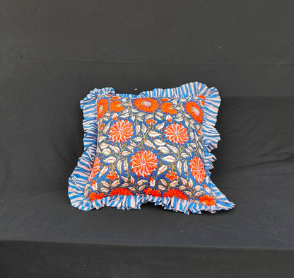 Hand Block Print Cotton Cushion Covers Cotton Sofa Decorative Cushion Pillow Cover Cushion Case 16" X 16" Inch Pack Of 4