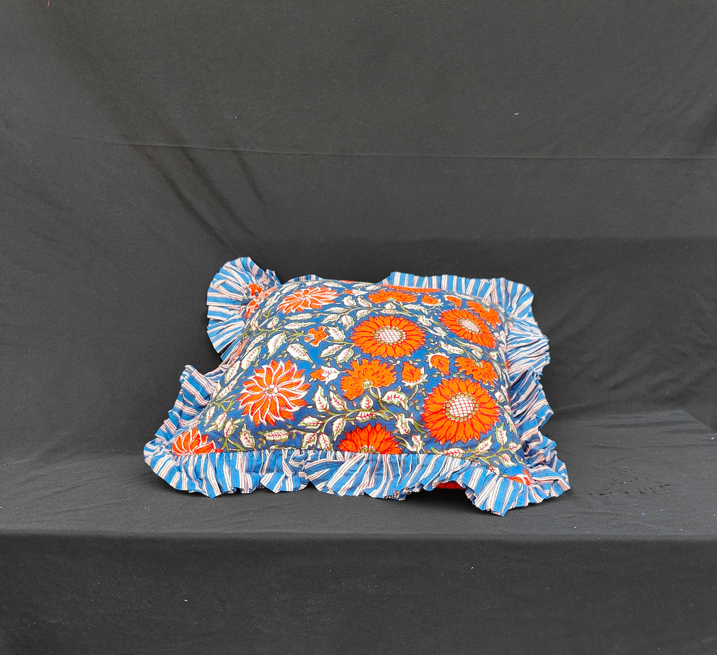Hand Block Print Cotton Cushion Covers Cotton Sofa Decorative Cushion Pillow Cover Cushion Case 16" X 16" Inch Pack Of 4