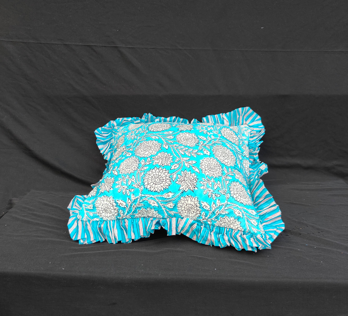 Hand Block Print Cotton Cushion Covers Cotton Sofa Decorative Cushion Pillow Cover Cushion Case 16" X 16" Inch Pack Of 4
