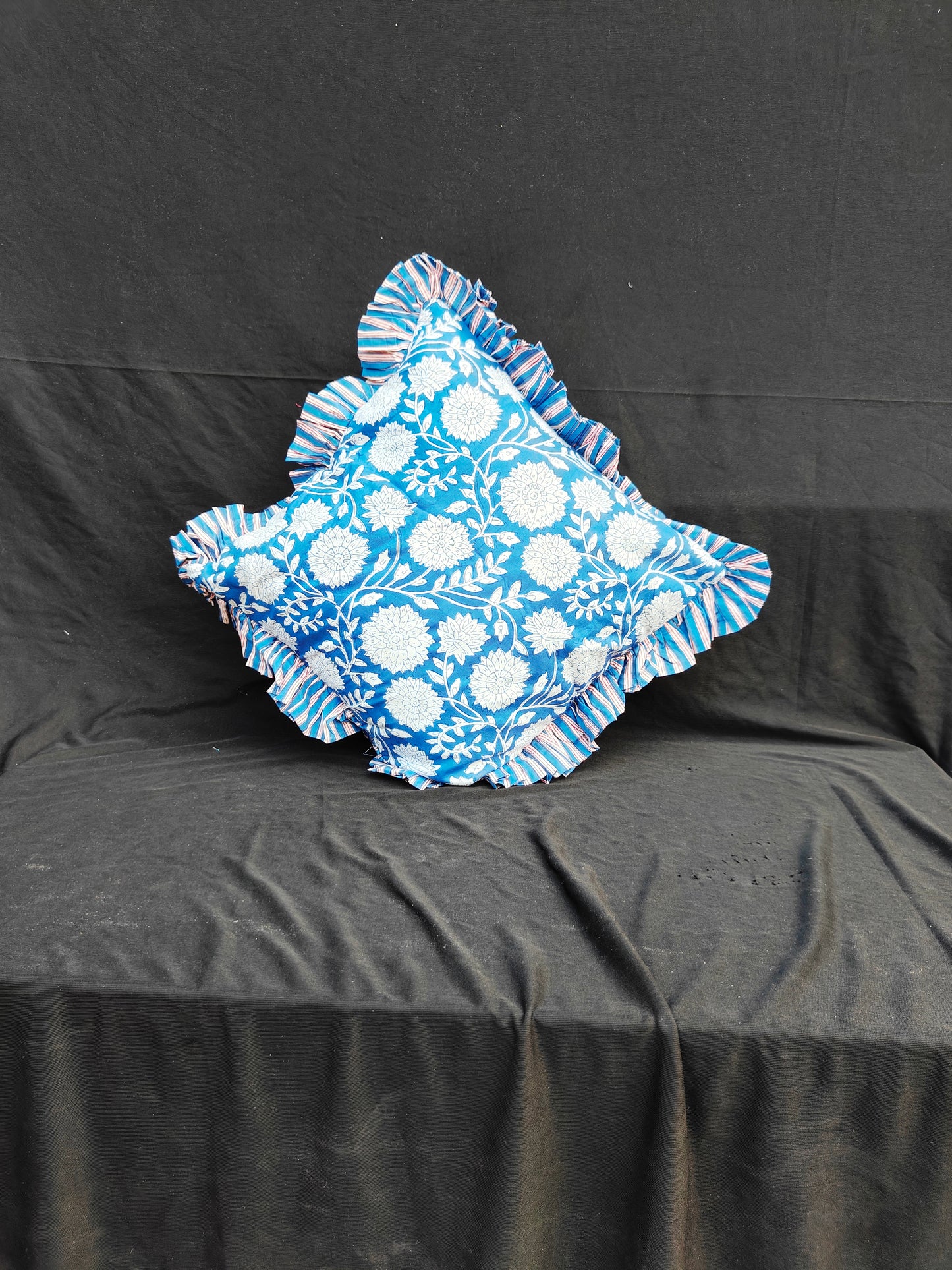 Indian Hand Block Decorative Hand Made Cotton Throw/Pillow Cushion Covers (16 X 16 Inches) Pack Of 2