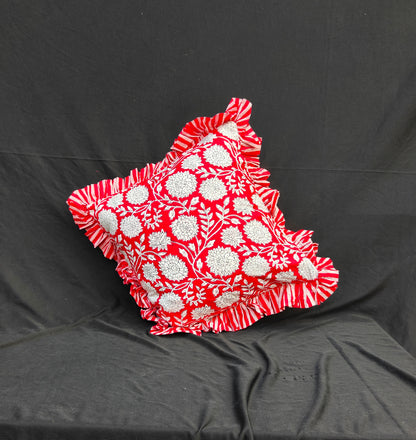 Hand Block Print Cotton Cushion Covers Cotton Sofa Decorative Cushion Pillow Cover Cushion Case 16" X 16" Inch Pack Of 4