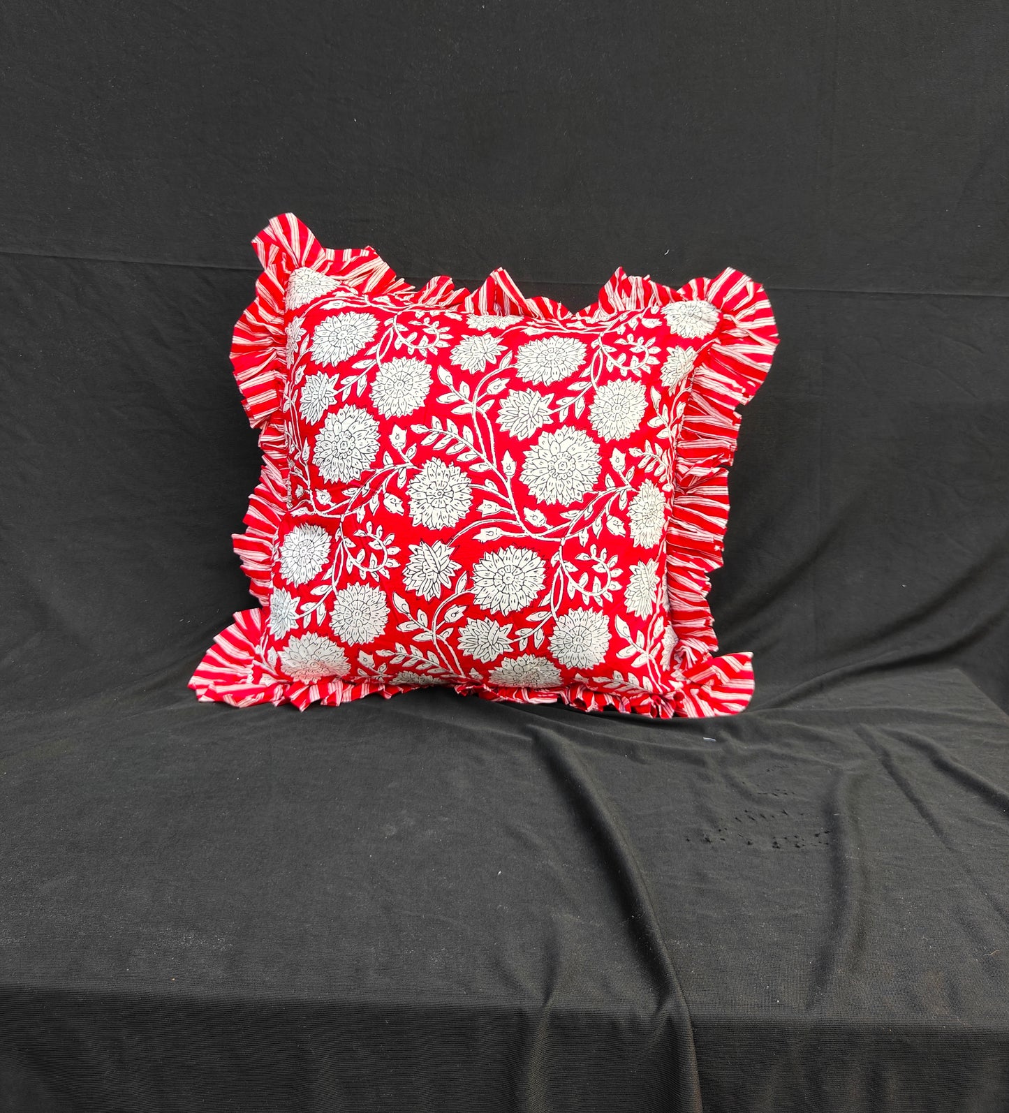 Indian Hand Block Decorative Hand Made Cotton Throw/Pillow Cushion Covers (16 X 16 Inches) Pack Of 2
