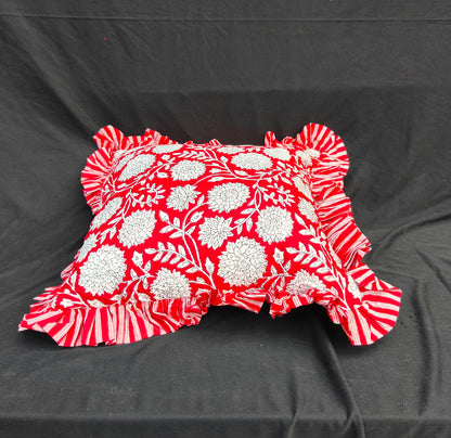 Indian Hand Block Decorative Hand Made Cotton Throw/Pillow Cushion Covers (16 X 16 Inches) Pack Of 2