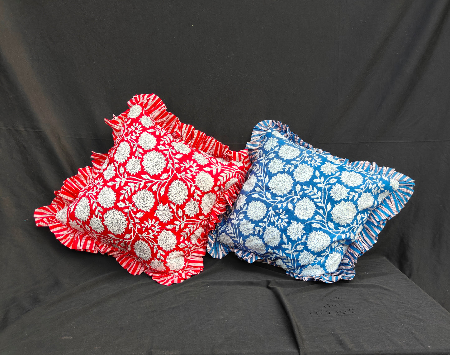 Indian Hand Block Decorative Hand Made Cotton Throw/Pillow Cushion Covers (16 X 16 Inches) Pack Of 2