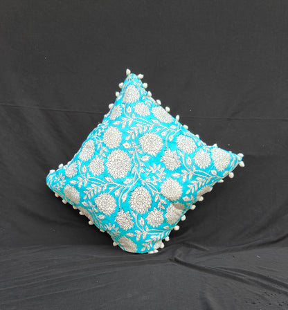 Indian Hand Block Cotton Cushion Cover 16" X 16" Inch Pack Of 2