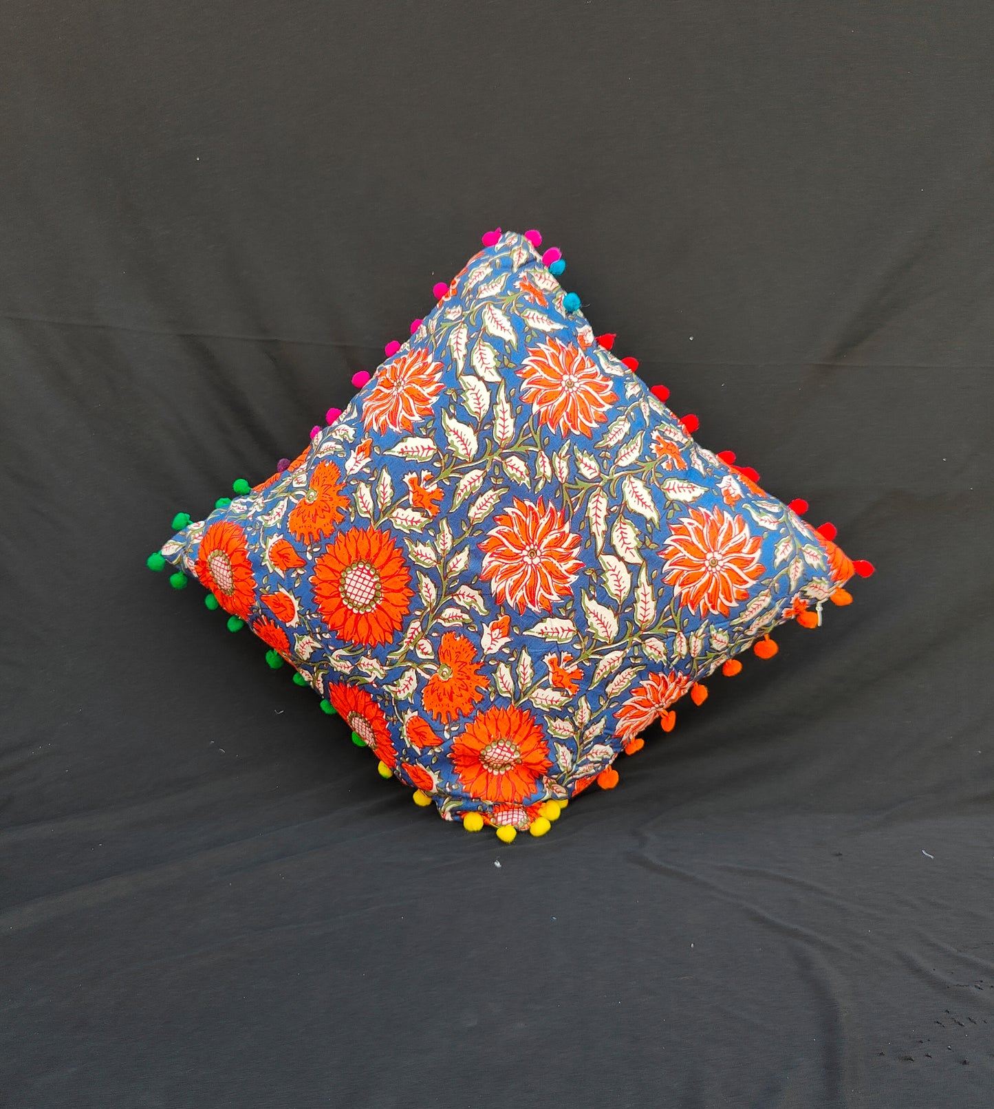 Indian Hand Block Cotton Cushion Cover 16" X 16" Inch Pillow Cover Pack Of 2