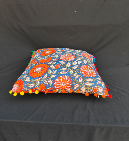 Indian Hand Block Cotton Cushion Cover 16" X 16" Inch Pillow Cover Pack Of 2