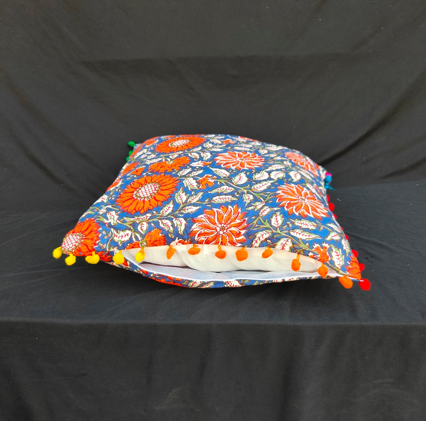 Indian Hand Block Cotton Cushion Cover 16" X 16" Inch Pillow Cover Pack Of 2