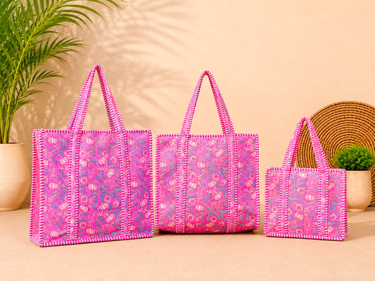 Quilted Shopper Tote – Reusable Handmade Cotton Bag