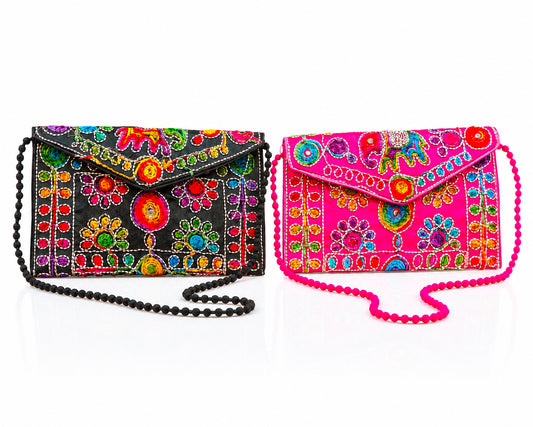 Handmade Clutch Bag, Traditional Embroidered Purse for Weddings & Parties Set Of 2