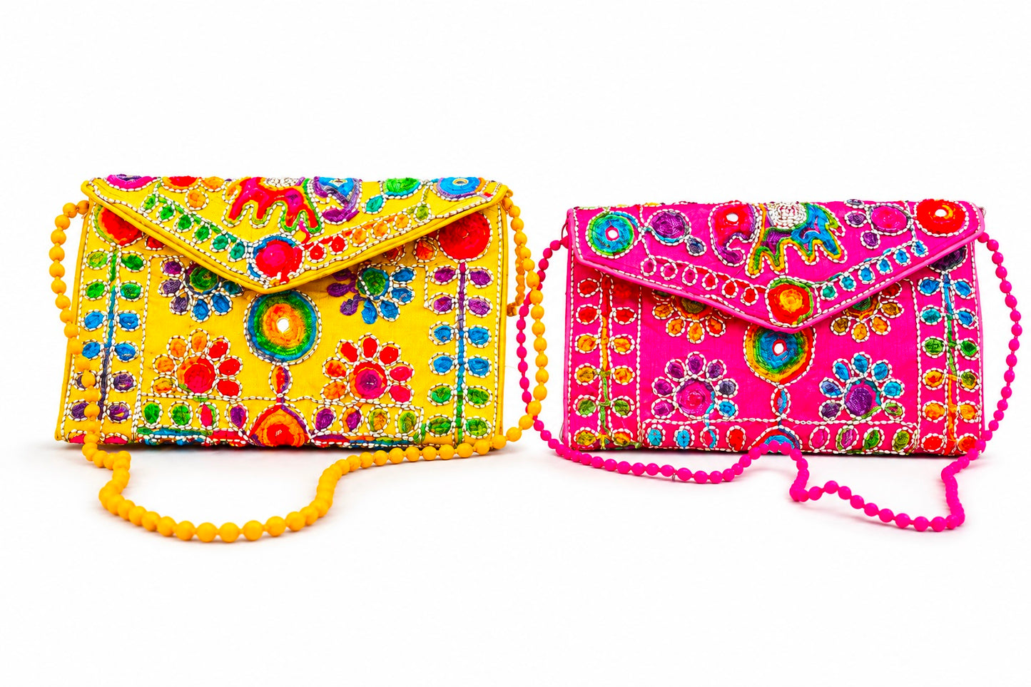 Embroidered Set Of 2 Evening Clutch, Designer Handmade Purse for Women & Girls